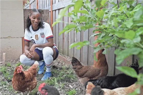  ?? HARRISON HILL/USA TODAY SPORTS ?? Crystal Dunn, shown at home in Portland, Oregon, is an attacking midfielder with her NWSL team. For the USWNT, she plays left back.