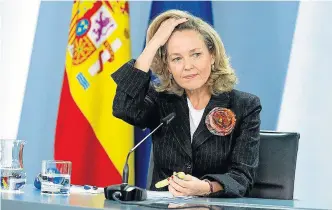  ?? EP ?? La ministra de Economía, Nadia Calviño, en la rueda de prensa posterior al Consejo de Ministros.