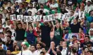  ?? ?? Protesters during the World Cup match between Iran and USA in Qatar, 29 November 2022. Photograph: José Sena Goulão/