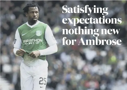  ??  ?? 0 Efe Ambrose will make a permanent move to Hibs after impressing during a short- term loan spell at Easter Road last season.