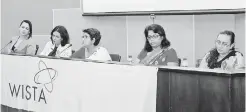  ??  ?? From left: Panelists Catriona Jayasunder­a, Tania Polonnowit­a Wettimuny, Anoma Ranasinghe, Gayani De Alwis, and Aparna Thilakarat­ne