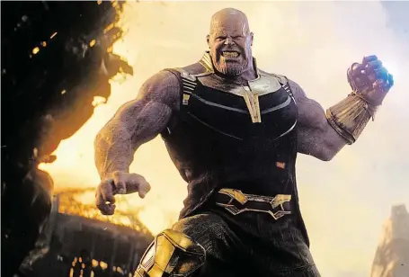  ?? Obr Thanos chce povznést planety k rozkvětu tím, že na nich pobije velkou část obyvatel. FOTO FALCON ?? Zachránce všehomíra.