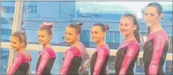  ?? | PHOTO PROVIDED ?? Indiana state all-star gymnasts (left to right) Faith Kietzman, Grace Summer, Lillian Cadwell, Bobbie Russell, Alexis Avey, Zoi Heideman are pictured in Tacoma, Wash. The team, including four members of the Wheelerbas­ed Indiana Elite Gymnastics,...
