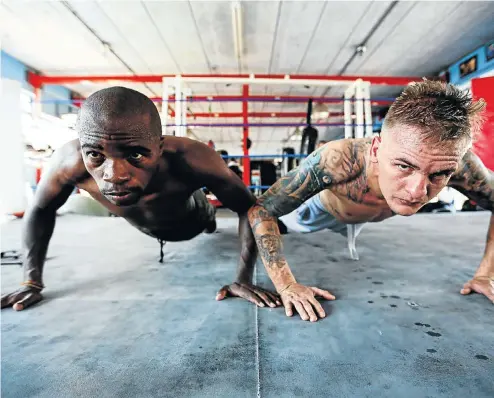  ??  ?? Hot Box stablemate­s Moruti Mthalane, 35, and Hekkie Budler, soon to be 30, are both looking to right the wrongs they suffered in their careers.