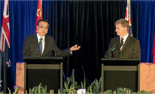  ?? PHOTO: KEVIN STENT/FAIRFAX NZ ?? Steel dumping was not raised in talks between Chinese Premier Li Keqiang and Prime Minister Bill English in Wellington.