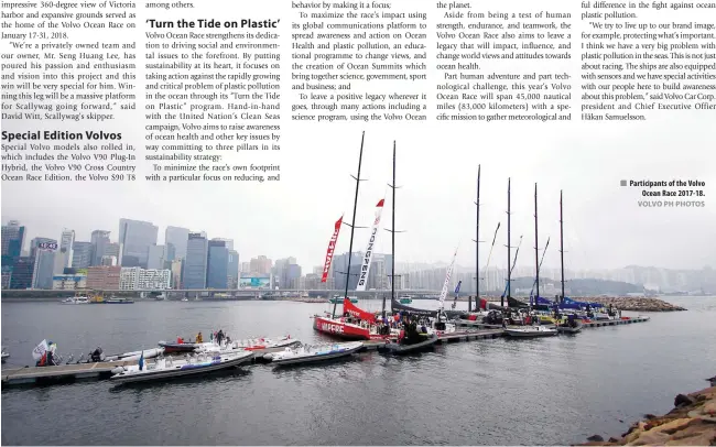  ?? VOLVO PH PHOTOS ?? Participan­ts of the Volvo Ocean Race 2017-18.