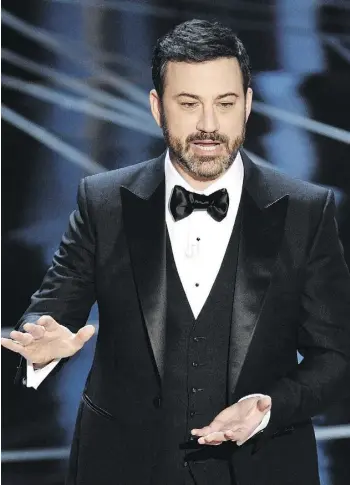  ??  ?? Late-night talk show host Jimmy Kimmel, left, presided over the huge Oscars blooper in 2017 — when La La Land was mistakenly named best picture over Moonlight — and still kept his cool. Other hosts include Family Guy creator Seth MacFarlane, top right, and actors James Franco and Anne Hathaway.