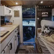  ?? SUBMITTED PHOTO ?? The inside of Michael Burlotos’ converted school bus, where he spends much of his time.