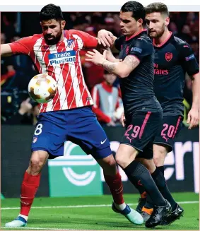  ??  ?? SPONSOR: Atletico Madrid’s Diego Costa playing against Arsenal last May