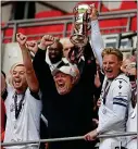  ?? ?? On the up: Bromley manager Andy Woodman celebratin­g on Sunday