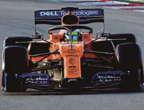  ?? REUTERS PIC ?? McLaren’s Lando Norris during testing at the Circuit de Barcelona-Catalunya on Tuesday.