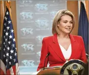  ?? LIU JIE / XINHUA / ZUMA PRESS ?? Former Fox News anchor and current State Department spokeswoma­n Heather Nauert quickly ascended to her new posting.