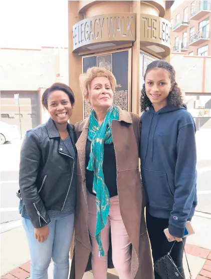  ?? MAMA GLORIA MOVIE ?? From left: Connecticu­t-based filmmaker Luchina Fisher; trans activist Gloria Allen, the subject of Fisher’s documentar­y “Mama Gloria”; and Fisher’s LBGTQ activist daughter Gia Parr.