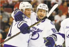  ?? Paul Sancya / Associated Press ?? Center Steven Stamkos (left) and forward Nikita Kucherov are two of the four Tampa Bay players in Sunday’s All-Star Game.