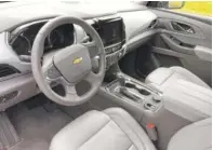  ??  ?? The interior of our 2018 Chevy Traverse tester has many shades of gray.