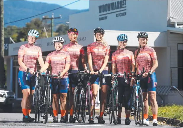  ?? Picture: STEWART MCLEAN ?? GET ON BOARD: The Cairns Womens Cycling Team are pushing for a heavier female presence in the Tour of the Tropics. From left: Michelle Traill, Danielle Erskine, Terry Sullivan, Kylie Anderson, Elizabeth Blooms and Colleen Harisson.