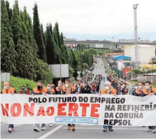  ?? CEDIDA ?? Una reciente protesta de los trabajador­es de Repsol