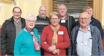  ?? ?? At the Warragul Historical Society’s recent annual meeting are office bearers, (from left) Colin Silcock, president Jo Dickson, Bill Cropley, Helen Thomas, Eddy Valena, Malcolm Dickson and Robert Kippen.