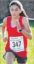  ??  ?? Left, Invicta East Kent’s Teigan Sullivan was third in the under-13 girls’ race in the opening Kent Cross-country League meeting at Stanhill Farm. Right, the start of the under-13 boys’ race. Far right, IEK’S Charlie Brisley – second in his age group