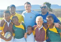  ??  ?? WINNERS ALL: Ready for the Independen­t Schools Rugby Festival at Woodridge starting on Friday are, from left, back, Luvuyo Ledwaba (Charles Duna), Cliff Reed (Woodridge), Lulama Mpalala (Township Junior Rugby Academy); front, Cwenga Ncapayi...