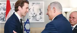  ??  ?? PRIME MINISTER Benjamin Netanyahu meets Austrian Chancellor Sebastian Kurz in New York on Wednesday.