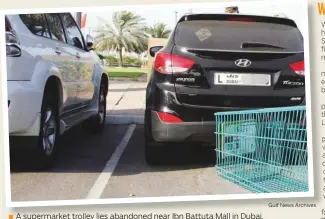  ?? Gulf News Archives ?? A supermarke­t trolley lies abandoned near Ibn Battuta Mall in Dubai.