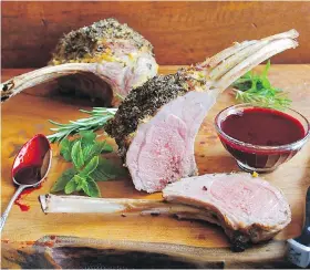  ??  ?? Summer herb-and-mustard-crusted rack of lamb provides a splendid meal for two.