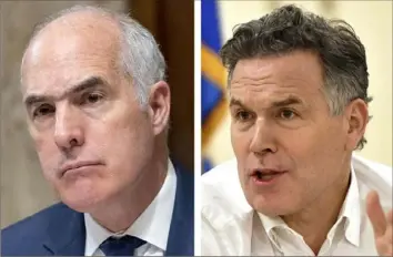  ?? Associated Press photos ?? Democratic Sen. Bob Casey, left, and Republican candidate David McCormick are vying for Pennsylvan­ia’s U.S. Senate seat in the 2024 election.