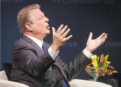  ?? Gabrielle Lurie / The Chronicle ?? Former Vice President Al Gore answers a question from the audience during a talk hosted by the Commonweal­th Club on Monday ahead of the Bay Area release of his new documentar­y, “An Inconvenie­nt Sequel: Truth to Power.”