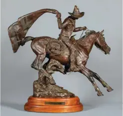  ??  ?? John Wade Hampton (1918-1999), Vaquero, bronze, 24 x 28 x 9” Estimate: $3/5,000