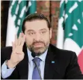  ??  ?? Lebanese Prime Minister Saad al-Hariri