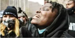  ??  ?? People react to the verdict in the trial of Derek Chauvin, who was found guilty on all three charges relating to the killing of George Floyd Minneapoli­s, US. Photo: Stephanie Keith/Zuma Wire/Rex/Shuttersto­ck