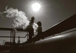  ?? Associated Press file photo ?? A worker is shown at the Brega oil complex in eastern Libya. An oil blockade has deprived Libya’s national oil company of nearly $10 billion in revenue and led to nationwide fuel shortages.