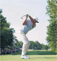  ??  ?? Sweet swing . . . Brooks Koepka, of the United States, shows his technique on the 11th tee during the third round of the PGA Championsh­ip at Bellerive Country Club in St Louis, Missouri, yesterday.
