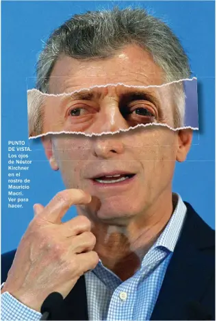  ??  ?? PUNTO DE VISTA. Los ojos de Néstor Kirchner en el rostro de Mauricio Macri. Ver para hacer.