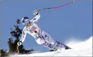  ?? MARCO TROVATI / AP ?? United States’ Lindsey Vonn speeds down the course during an alpine ski, women’s World Cup super-G in Cortina D’Ampezzo, Italy, on Sunday.