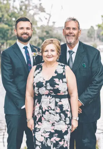  ??  ?? Nicholas Ferrante, Stephanie Bagaric and Walter Newton at Mr Ferrante's wedding.