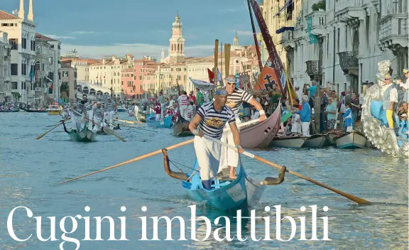  ??  ?? In gara L’arrivo di Rudi e Igor Vignotto al traguardo della gara dei gondolini nel corso della Regata storica che si è disputata domenica a Venezia: per i Vignotto è la quindicesi­ma vittoria, un record nella storia della Regata