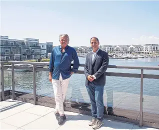  ?? TRACY HANES FOR THE TORONTO STAR ?? “This is not like any other project. It’s a unique propositio­n to Ontario, a marina-based resort,” says Jim De Gasperis, left, Friday Harbour’s managing partner with builder-partner Boaz Feiner, of Geranium Homes.