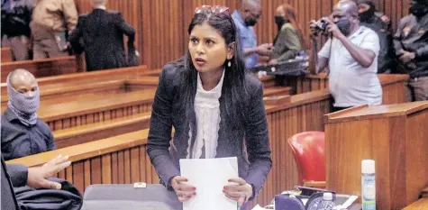  ?? | JACQUES NAUDE African News Agency (ANA) ?? MAGDALENE Moonsamy, the legal representa­tive of Kelly Khumalo at the North Gauteng High Court, Pretoria, yesterday.