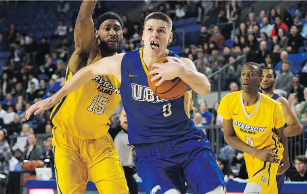  ?? — UBC ATHLETICS ?? Former UBC Thunderbir­ds forward Conor Morgan began is pro basketball career in New Zealand before signing on to play for Club Joventut Badalona in Spain’s Liga ACB and will be a member of Team Canada for a FIBA World Cup qualifier in Caracas, Venezuela on Friday.