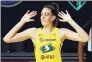  ?? Chris O'Meara / Associated Press ?? Seattle Storm forward Breanna Stewart, the former UConn star, spent a week rehabbing an Achilles injury at her alma mater on her way to a championsh­ip and Finals MVP honors.