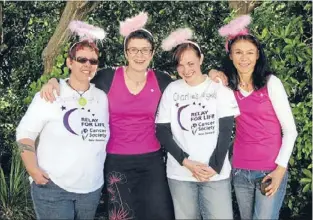  ??  ?? Winged women: Charlie’s Angels, from left, Chrissie Sullivan, Jane Comben, Lucie Reece and Jenina Snowling.