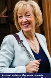  ??  ?? Andrea Leadsom, May se vernaamste teenstande­r uit die Konserwati­ewe Party, moes moontlik deels weens haar omstrede uitlatings tou opgooi.