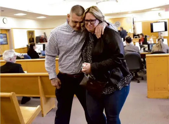  ?? PHOTOS BY DAVID LANE/UNION LEADER VIA ASSOCIATED PRESS ?? Michael Gilpatrick and his wife left court Wednesday after he testified about abuse at the Sununu Youth Services Center.