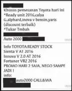  ??  ?? Salah satu contoh SMS dari sales