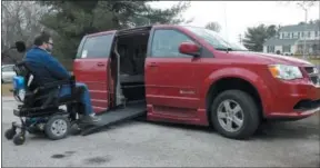  ??  ?? Powering up a ramp into a modified Dodge van that allows him to gain access to the vehicle unassisted February 6, 2019.