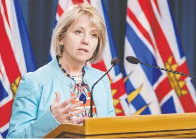  ?? HANDOUT: B.C. GOVERNMENT ?? Provincial health officer Bonnie Henry says the province is cautiously considerin­g lifting restrictio­ns.