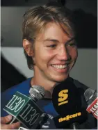  ?? CP FILE PHOTO ?? Rodin, a second-round pick of the Canucks in 2009, speaks to reporters during a prospects conditioni­ng camp that July in Vancouver.