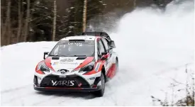  ?? FOTO: LEHTIKUVA-AFP PHOTO / JONATHAN NACKSTRAND ?? rallyt.
Jari-Matti Latvala har fått en bra start på det svenska